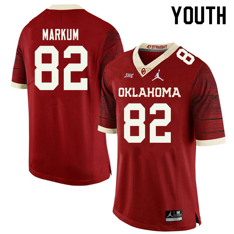 Jordan Brand Youth #82 Josiah Markum Oklahoma Sooners College Football Jerseys Sale-Retro